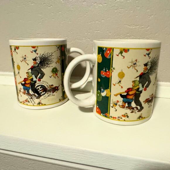 Pair of Norman Rockwell Christmas Mugs – Houston Harvest HH Hallmark 1997 - Picture 7 of 7
